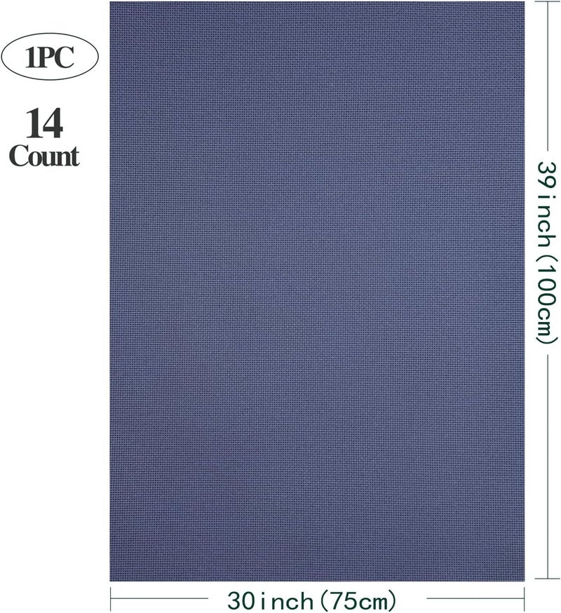 Zhenqing Aida Cloth Cross Stitch Fabric, 14 Count, Big Size (Dark Blue, 39 * 30in) - Image 2